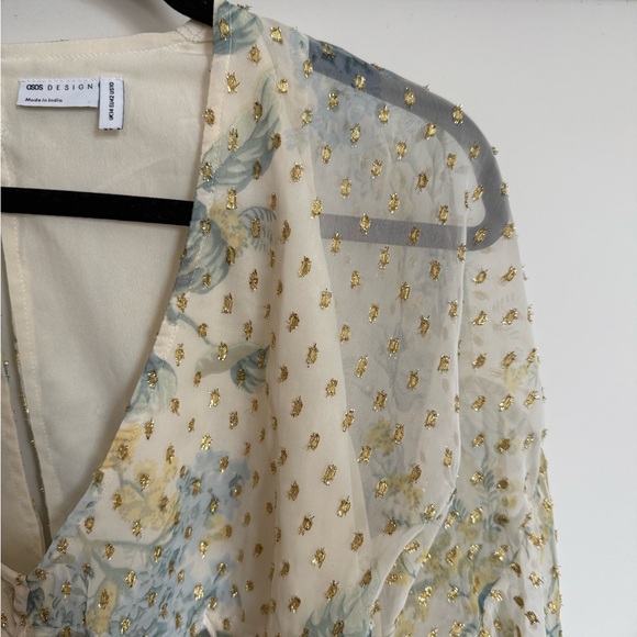 ASOS Floral Sheer Crop Top in Cream and Green - Picture 4 of 5